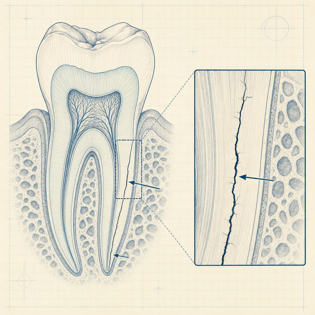 치근 균열 패턴 — 일반 X-ray 식별이 어려운 미세 종방향 균열