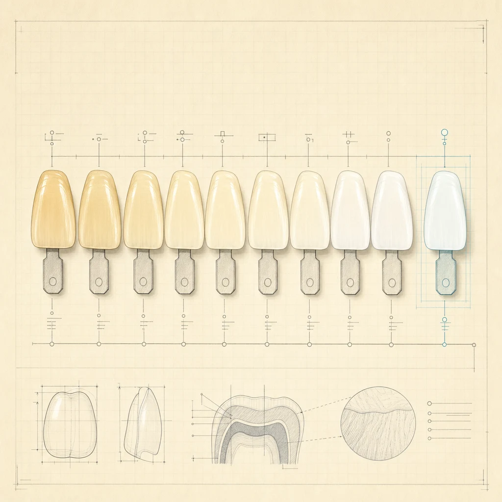 VITA 셰이드 차트 — 치아 색조 단계별 비교 표준